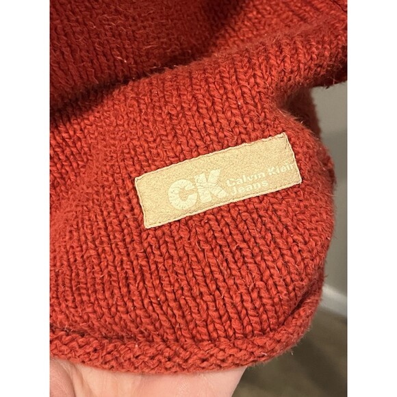 Calvin Klein Vintage Turtleneck Knit Sweater Large 100% Cotton Rolled Hem - Picture 3 of 7